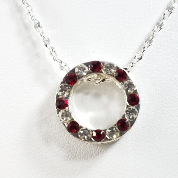 Crystal Rhinestone Reversible Pendant Necklace, 17 Inches - Picture 3 of 8